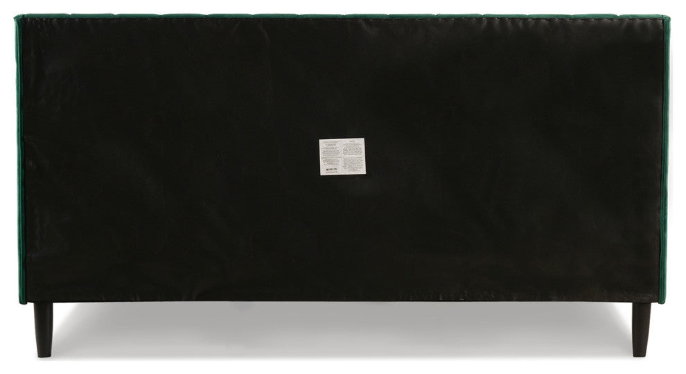 Aspen Modern Vertical Tufted Upholstered Platform Bed, Evergreen Velvet, King