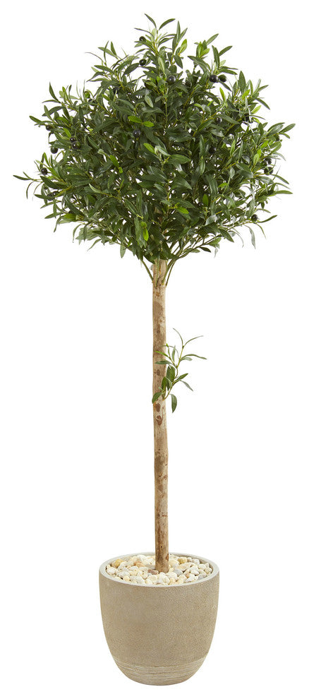 5 Olive Topiary Artificial Tree in Sand Stone Planter