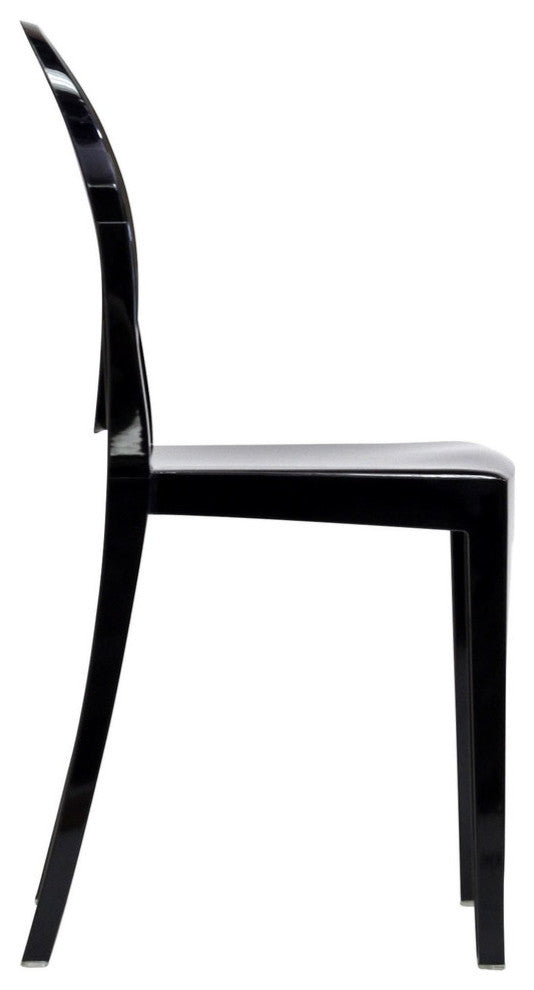 Modern Urban Kitchen Clear Dining Chairs Set of 2 Black, Outdoor and Indoor