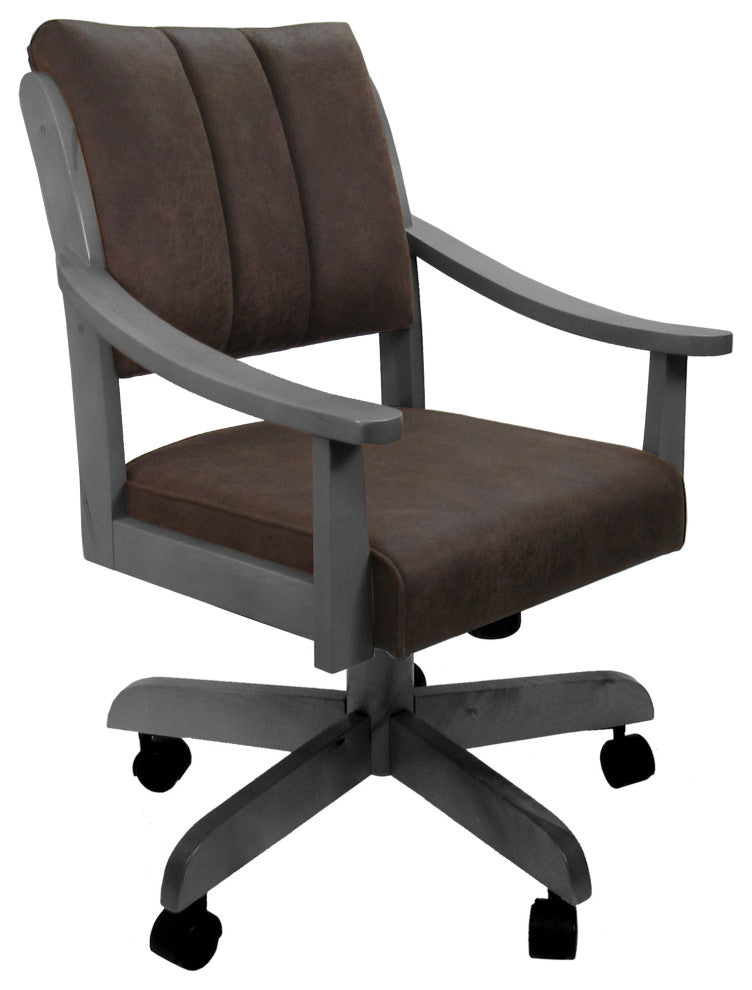 Swivel Wood Dining Caster Chair with Wheels - Casa, Northwest Whiskey - Grey