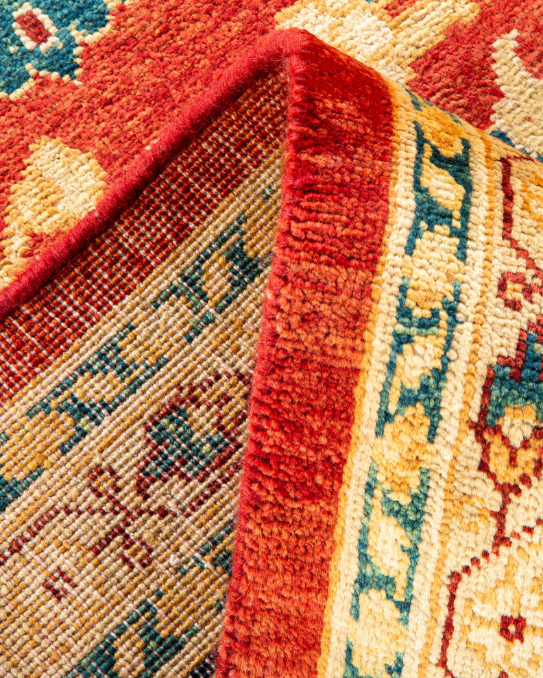 Eclectic, One-of-a-Kind Hand-Knotted Area Rug Orange, 7' 10" x 10' 1"