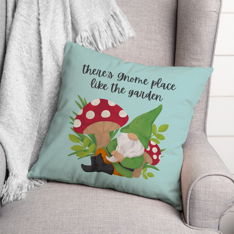 Gnome Garden Mushroom Blue 2 16x16 Spun Poly Pillow