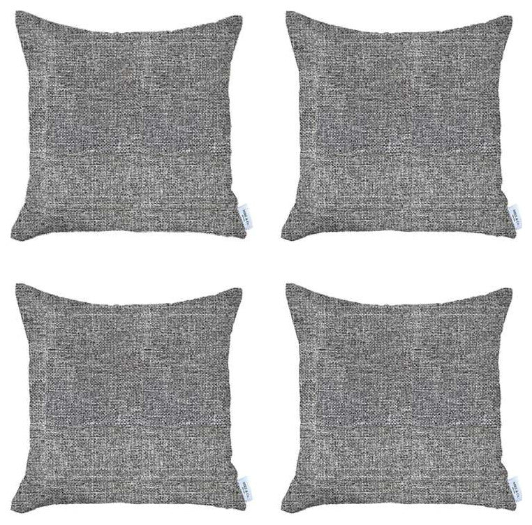 Set of 4 Light Gray Textured Pillow Covers