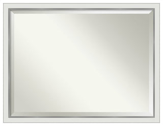 Eva White Silver Narrow Beveled Bathroom Wall Mirror - 43 x 33 in.