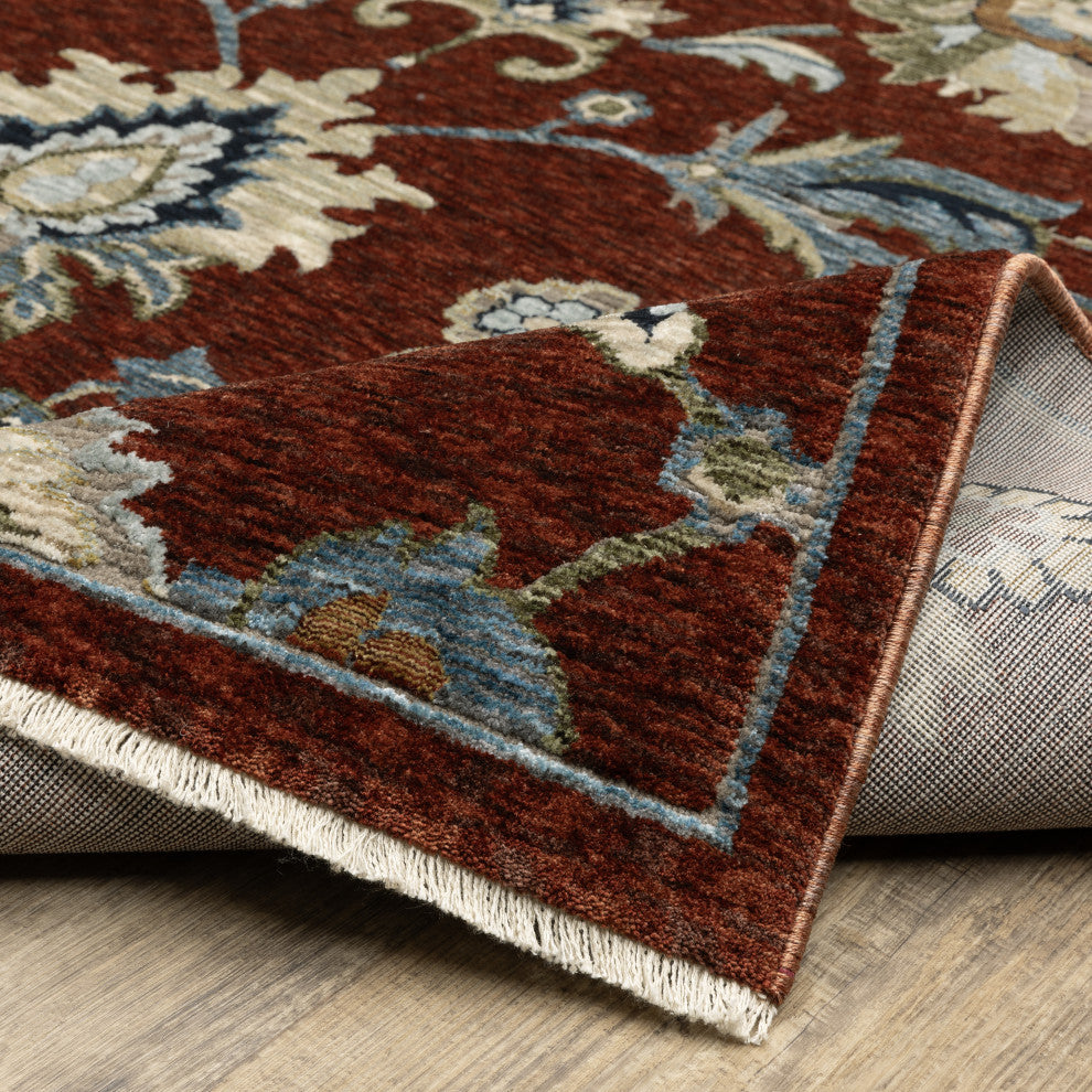 Cary Traditional Floral Area Rug, Red/ Multi, 3'3" X 5'