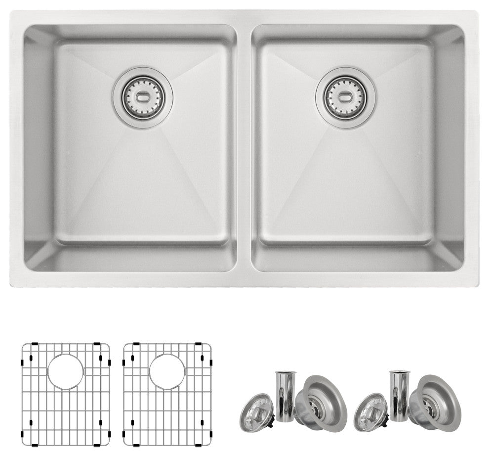 STYLISH 31 inch Double Bowl Undermount Stainless Steel Kitchen Sink