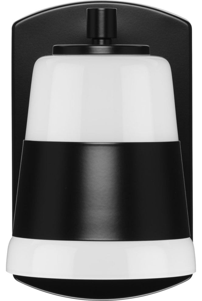 Haven Collection One-Light Matte Black Opal Glass Luxe Industrial Bath Light