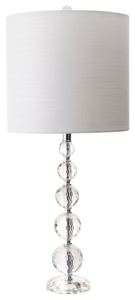 Nuloom 27" Crystal Rain Drops Linen Shade Clear, 3-Way Switch Table Lamp
