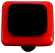 Art Glass Bordered Knob, Black Post, Brick Red Border Black