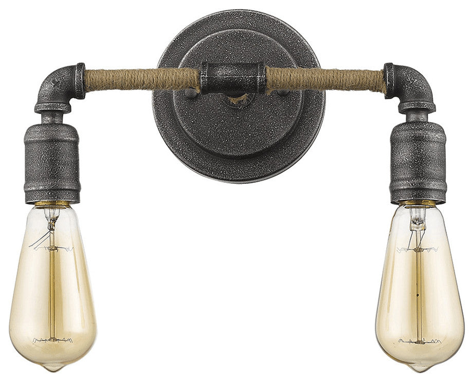 Two Light Industrial Textured Gray Wall Light