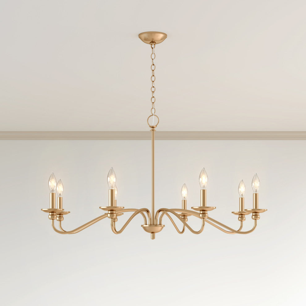 8 Light 37.875 in. Modern Gold Chandelier