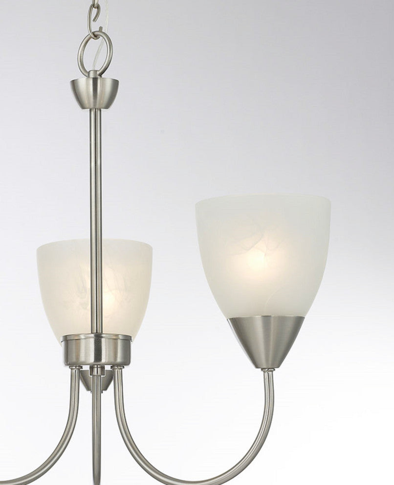3 Light Simple and Clean Mini Chandelier in Nickel