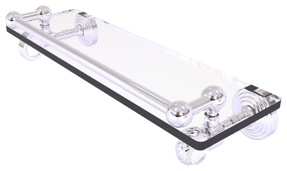 Pacific Grove 16" Glass Shelf with Twisted Accents, Polished Chrome