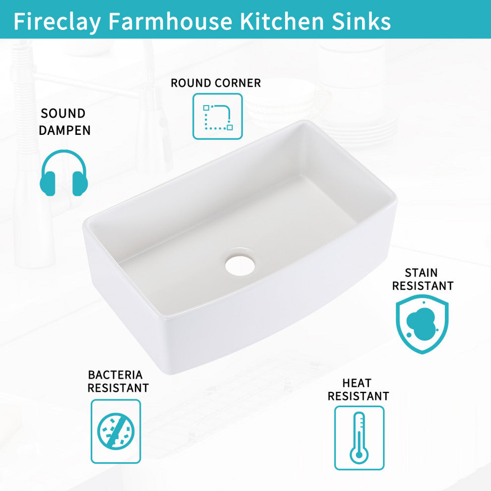 33" L X 20" W Arch Edge Apron Front Kitchen Sink