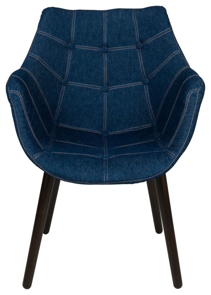 4-Piece Denim Lounge Armchair with Beech Wood Legs Accent Side Armchair