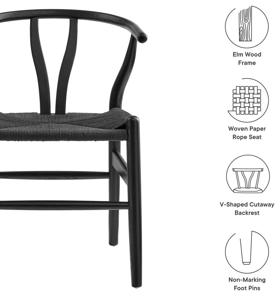 Amish 29" Wood Dining Chair, Black Black