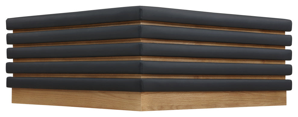 Rory Black Faux Leather Coffee Table, Black, Square, Natural Finish