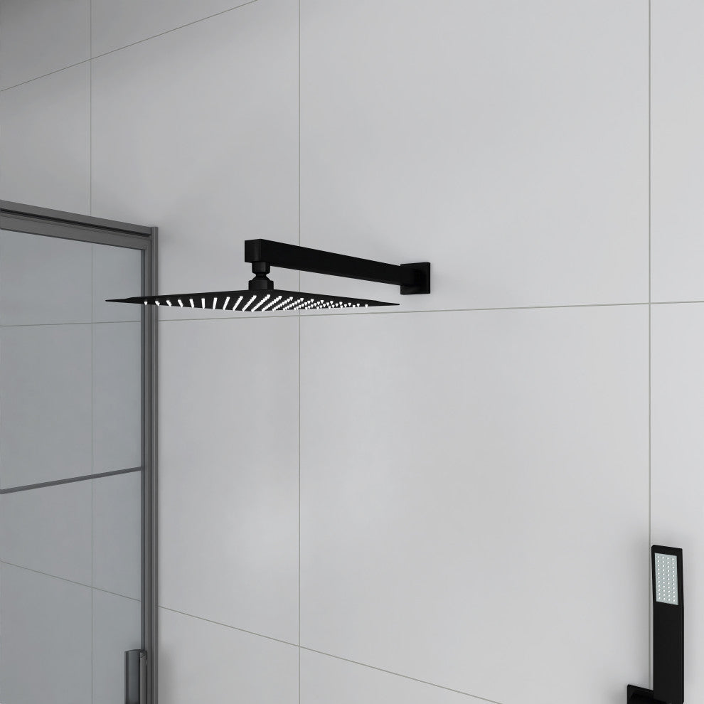 Wall Mount Shower Faucet With Rough-In Valve, Matte Black
