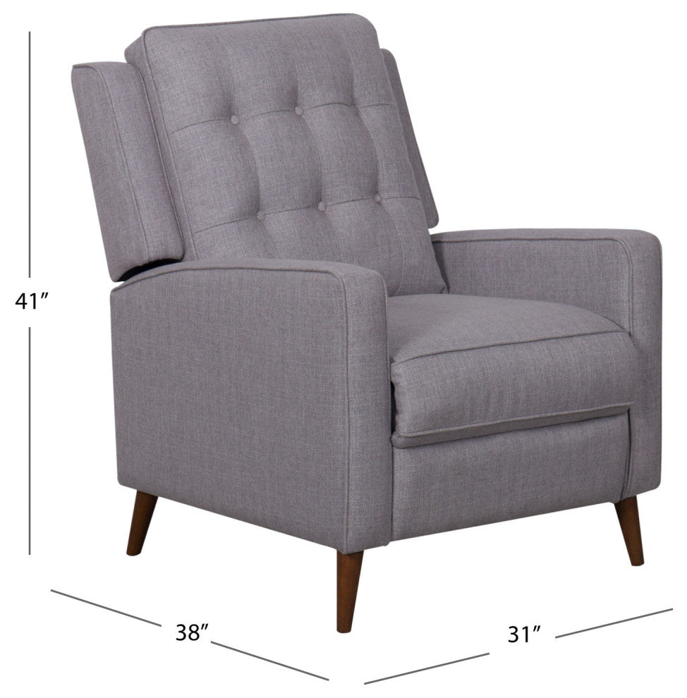 Hunter Mid-Century Pushback Recliner, Light Gray