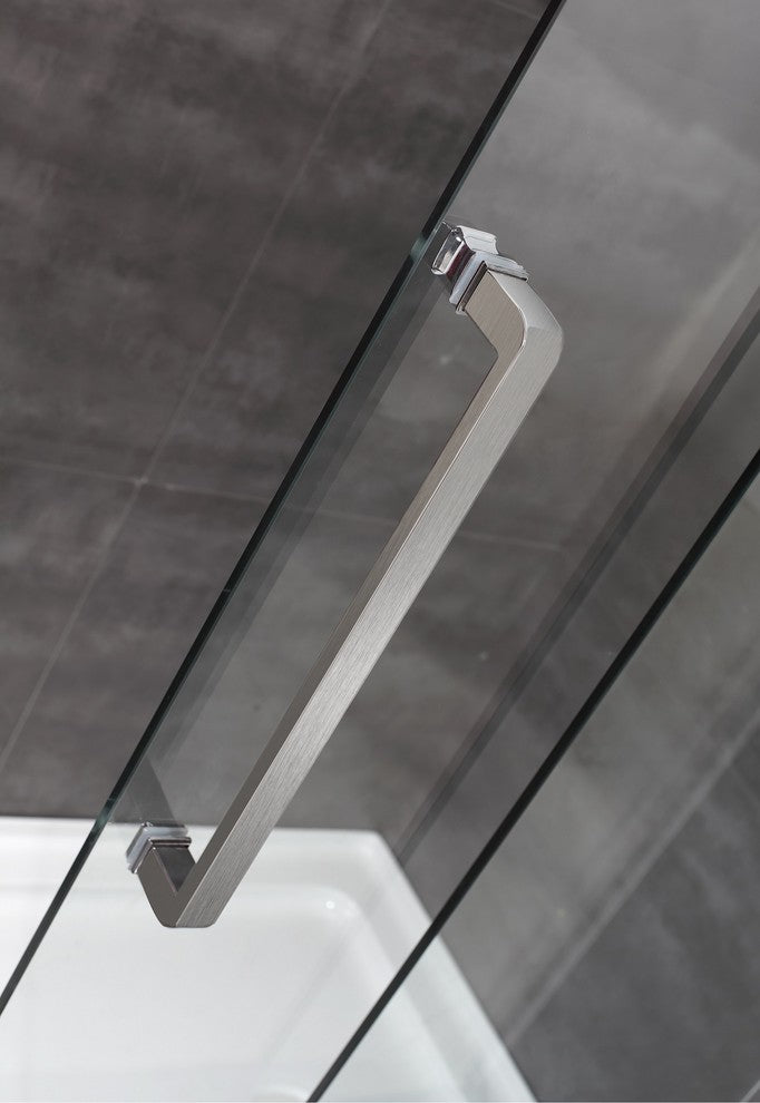 Moselle 48"x77.5" Frameless Sliding Shower Door, Right Base, Stainless Steel
