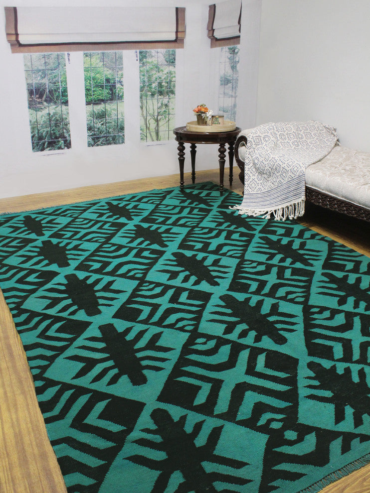 Elan Overdyed Kilim Hailey Teal Blue Rug, 6'5x9'9
