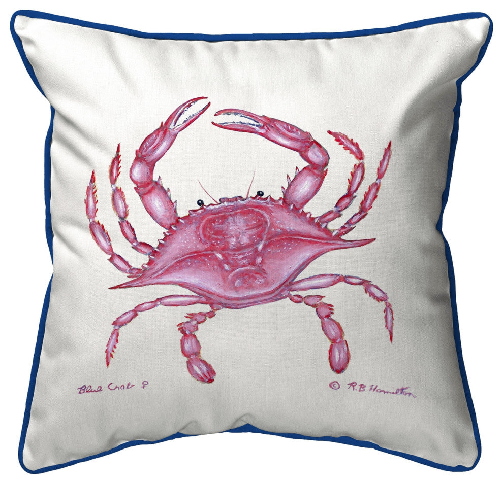 Pink Crab Large Indoor/Outdoor Pillow 18x18