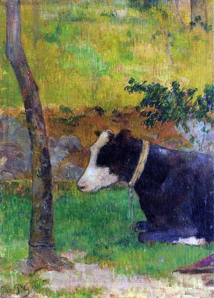 Paul Gauguin Kneeling Cow, 18"x27" Gallery Wrapped Canvas Print
