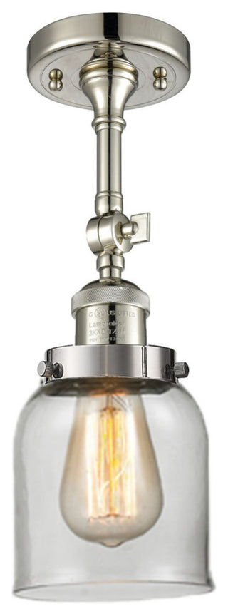 Small Bell 5" Semi-Flush Mount, Polished Nickel, Glass: Clear