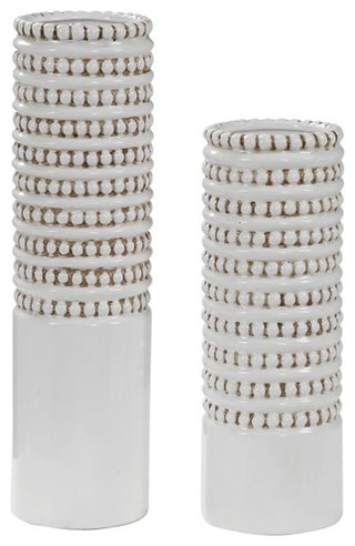 Uttermost Angelou Coastal Style Ceramic Vase in White (Set of 2)