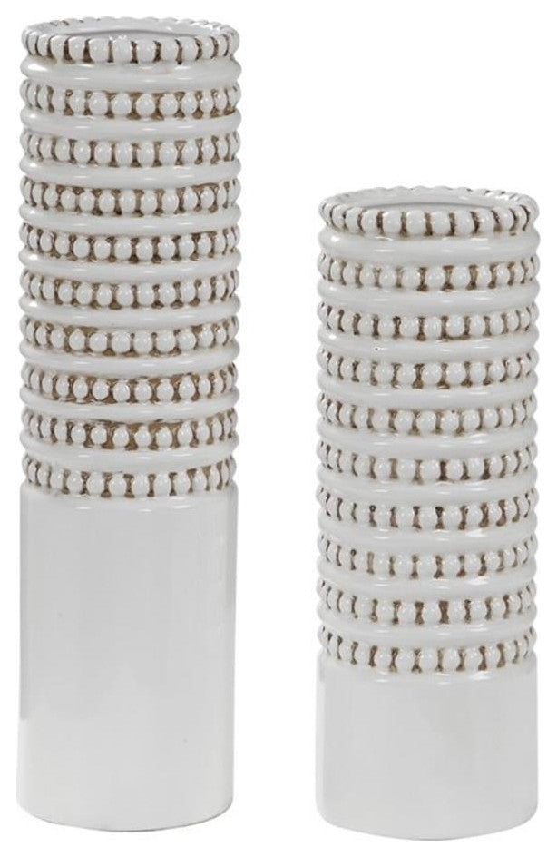 Uttermost Angelou Coastal Style Ceramic Vase in White (Set of 2)