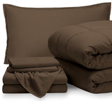 Bare Home 5-Piece Twin XL Bed-in-a-Bag, Cocoa/Cocoa