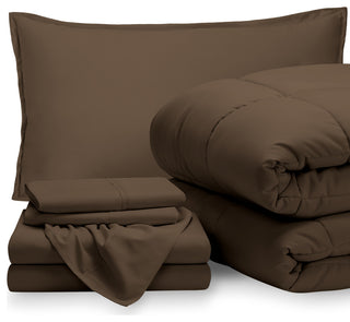 Bare Home 5-Piece Twin XL Bed-in-a-Bag, Cocoa/Cocoa