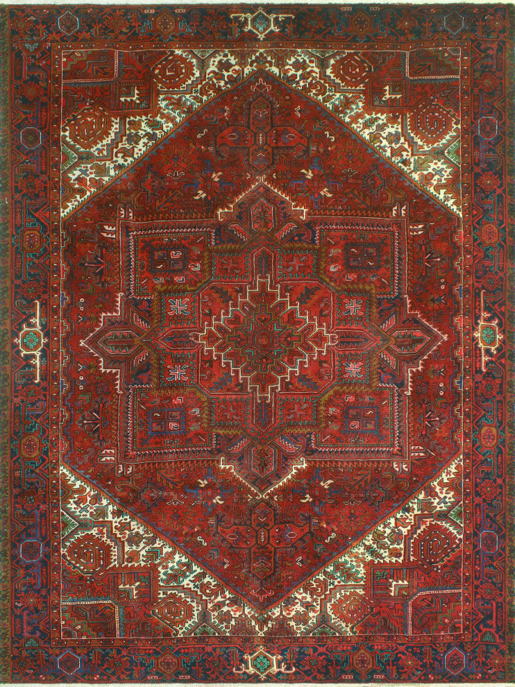 Vintage Heriz Dudley Red/Charcoal Rug, 10'0x12'7