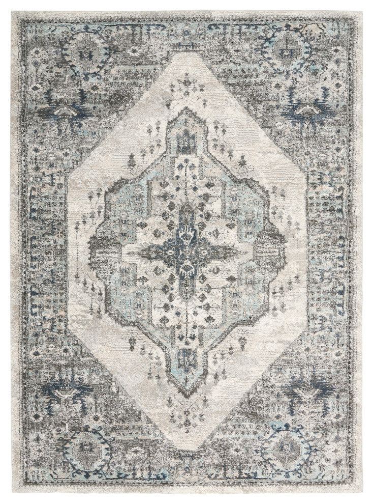 Nourison American Manor French Country Bordered Grey 5' x 7' Area Rug
