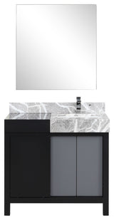 Zilara 36" Black and Grey Single Vanity Set, Monte Chrome Faucet Set