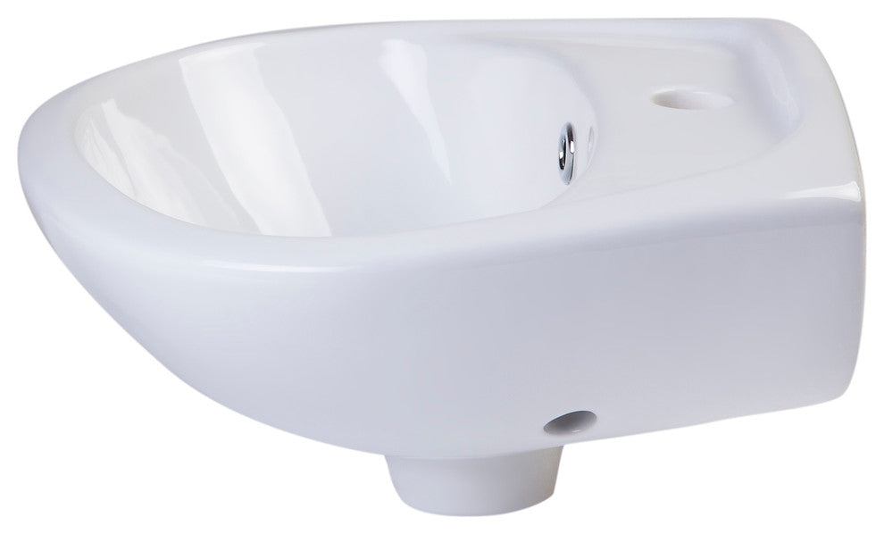 ALFI brand AB106 White Rounded Porcelain Wall Mount Bathroom Sink Basin
