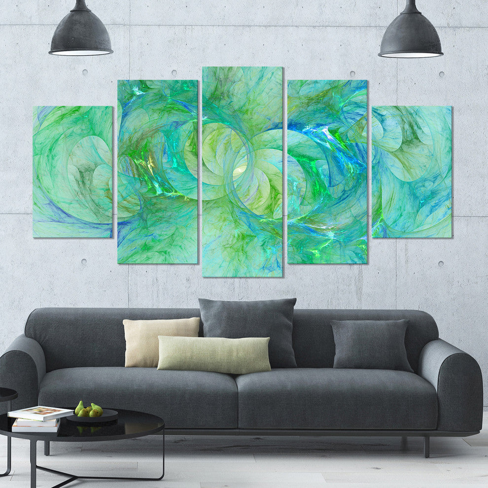 Snow Fractal Glass Texture, Contemporary Canvas Art Print, 60"x32", 5 Panels