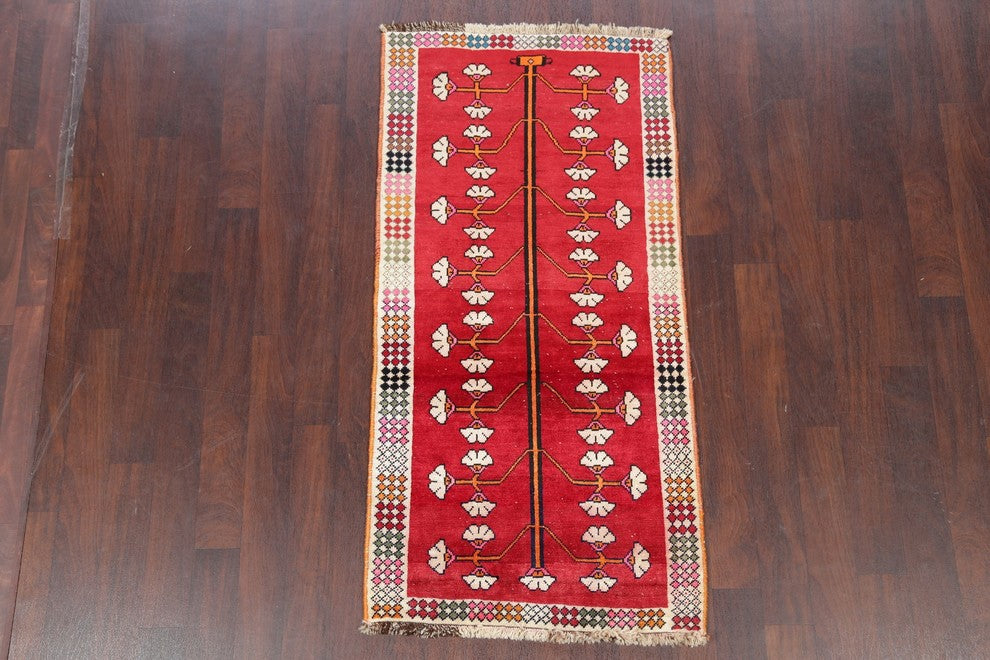 Consigned, Hand-Knotted Persian Traditional Gabbeh Oriental 6 ft Rug, Red, 3'x6'