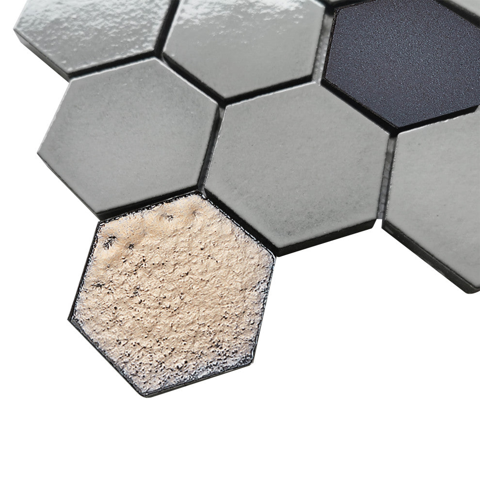 Lugo 12.1x10.43, Gray Lava Stone Mosaic Floor & Wall Tile, 7.83ft/case, Sample