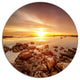 Beautiful Sunset Over Rocky Beach, Seashore Disc Metal Wall Art, 11"