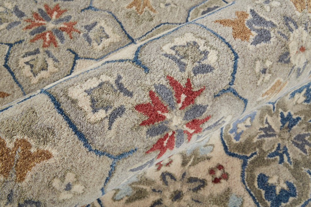 Weave & Wander Mattias Persian Fog Gray/Blue/Red Rug, 10' X 14'