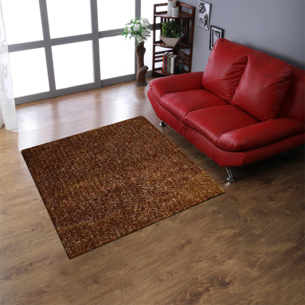 HAND TUFTED SHAG POLYESTER ECO-FRIENDLY AREA RUGS, Honey Color, Solid Design