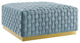 Florence Square Performance Velvet Ottoman Light Blue