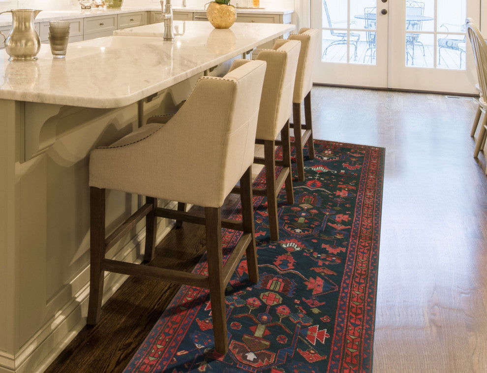 Fine Vintage Distressed Eddy Navy/Rose Runner, 3'5x9'9