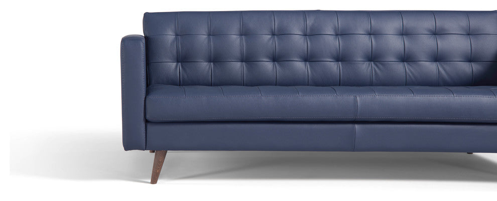 Herald Modern Sofa, Genuine Leather, Blue