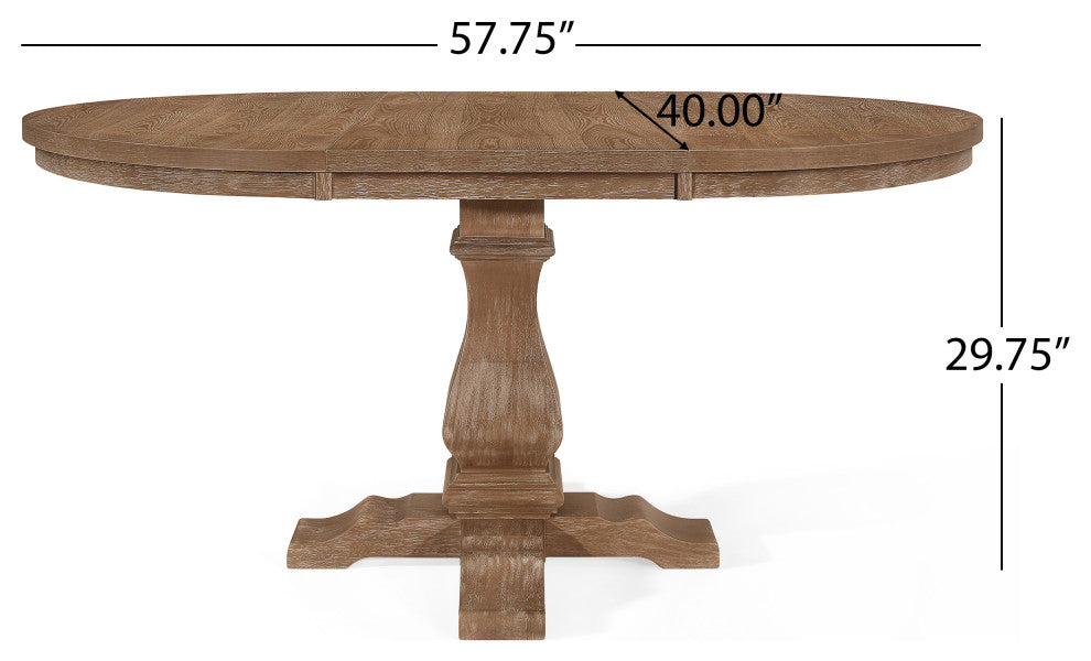 Ashlyn French Country Wood 5-Piece Expandable Dining Set, Light Gray/Natural