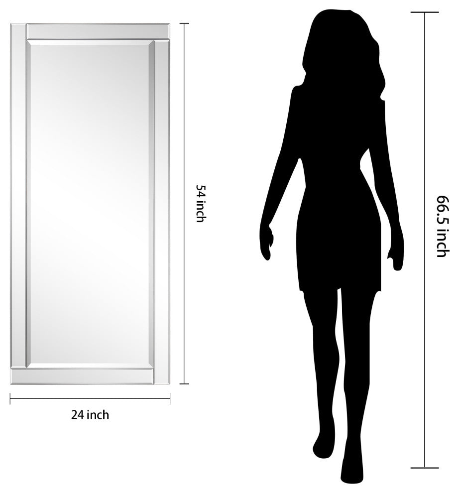 Modern Beveled Wall Mirror, 24"x54"