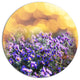 Purple Flowers On Brown Background, Flower Round Wall Art, 36"