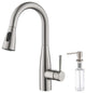 Bari Single Handle Pull Down Sink Faucet and Soap Dispenser, Brushed Nickel