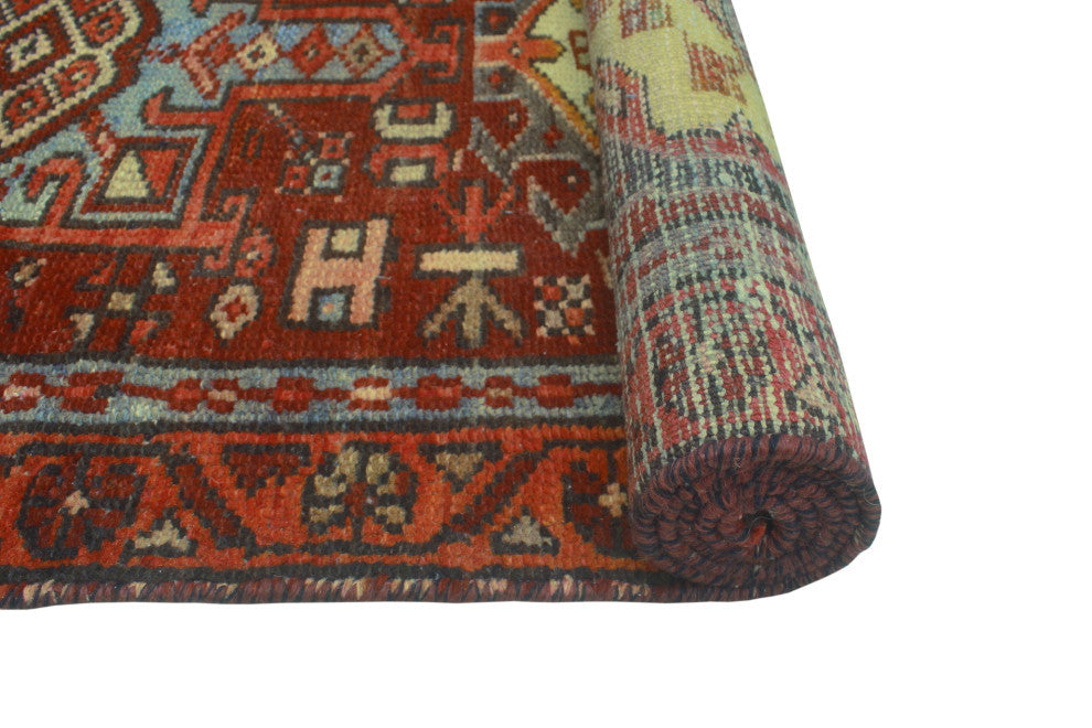 Fine Vintage Distressed Sanama Red/Blue-Grey Runner, 2'9 x 9'5